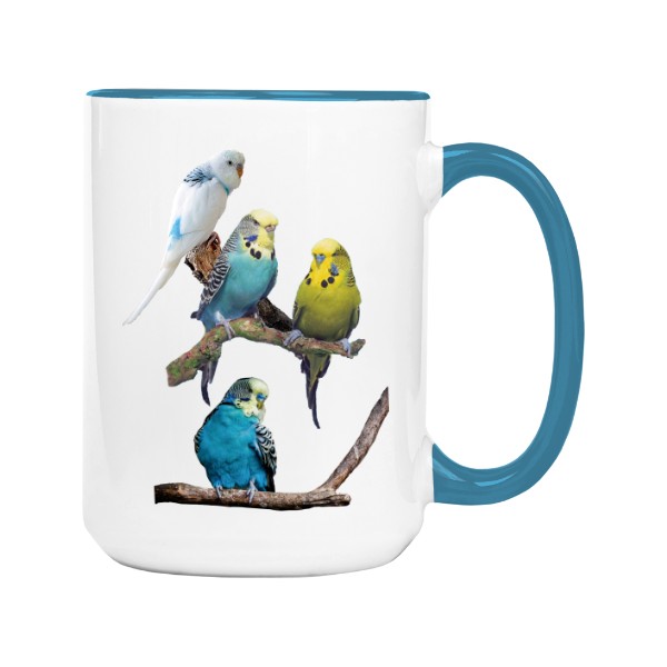 Hrnek velký barevný s potiskem Andulka vlnkovaná