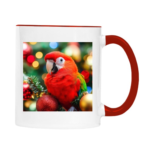 Hrnek malý barevný s potiskem Ara Zelenokřídlý