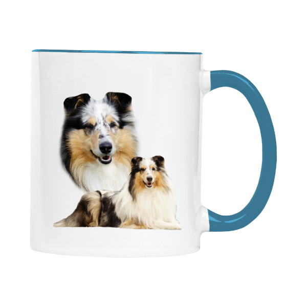 Hrnek malý barevný s potiskem Dlouhosrstá kolie