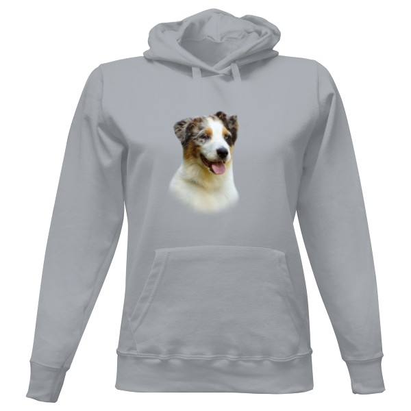 Dámská mikina s kapucí s potiskem Australský ovčák-štěně