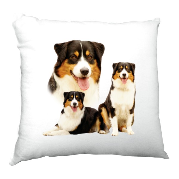 Polštář saténový s potiskem Australský ovčák - trikolor