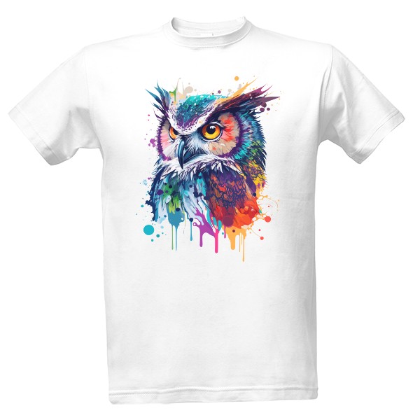 Tričko s potiskem Barevná sova