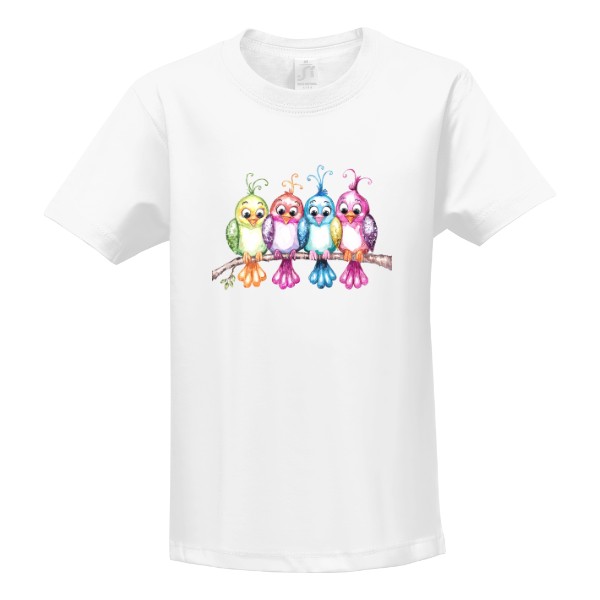 Tričko s potiskem Barevní ptáčci