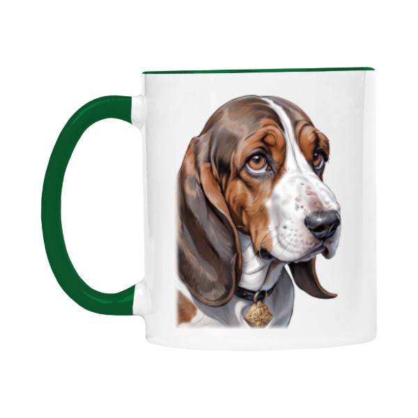 Hrnek malý barevný s potiskem Baset