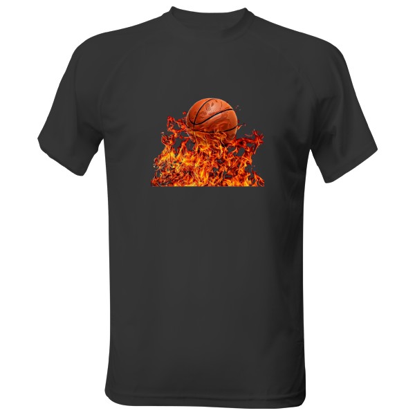 Pánské funkční tričko s potiskem Basketbalový míč v plamenech