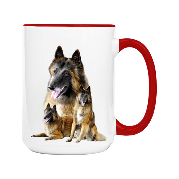 Hrnek velký barevný s potiskem Belgický ovčák