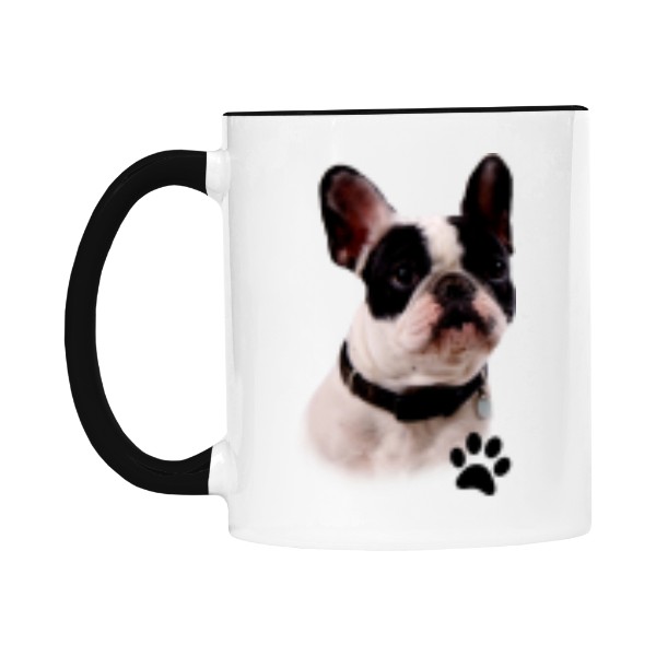 Hrnek malý barevný s potiskem  Francouzský buldoček