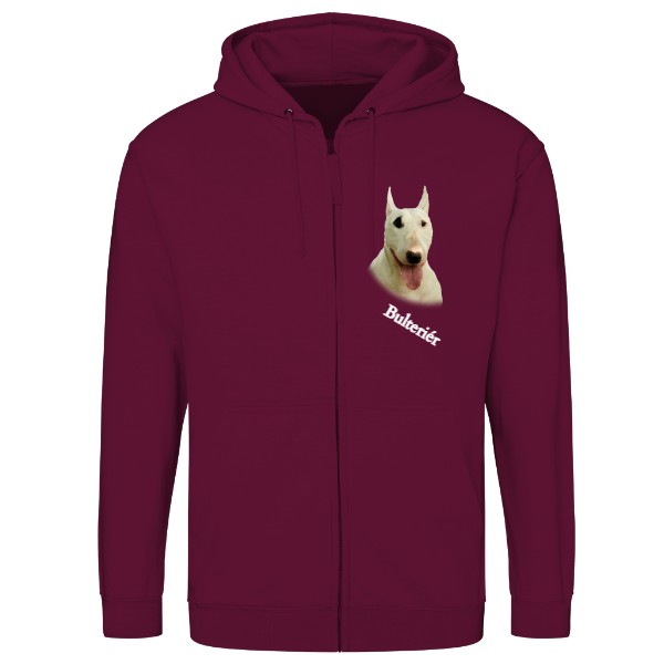 Mikina na zip unisex s potiskem Bulteriér