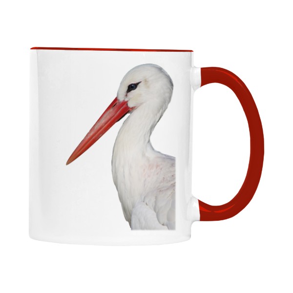 Hrnek malý barevný s potiskem Čáp