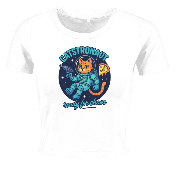 Tričko s potiskem Catstronaut – Ready for Chaos