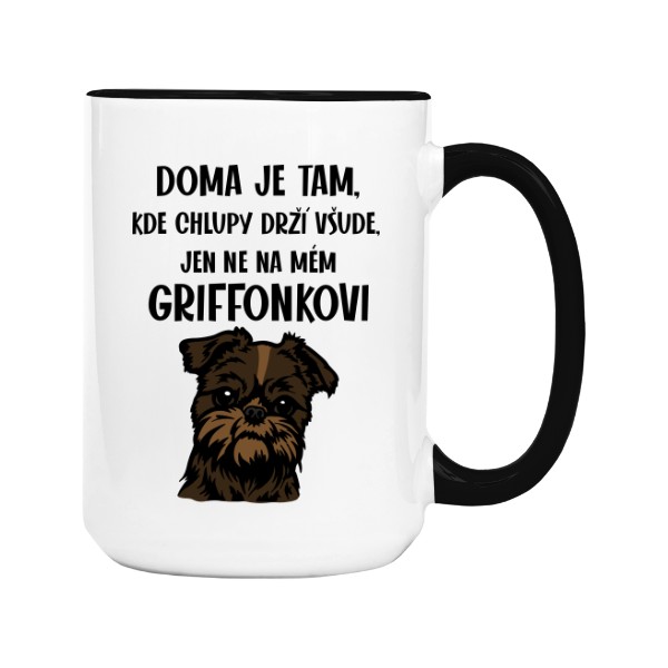 Hrnek velký barevný s potiskem Chlupy Bruselský Griffon 