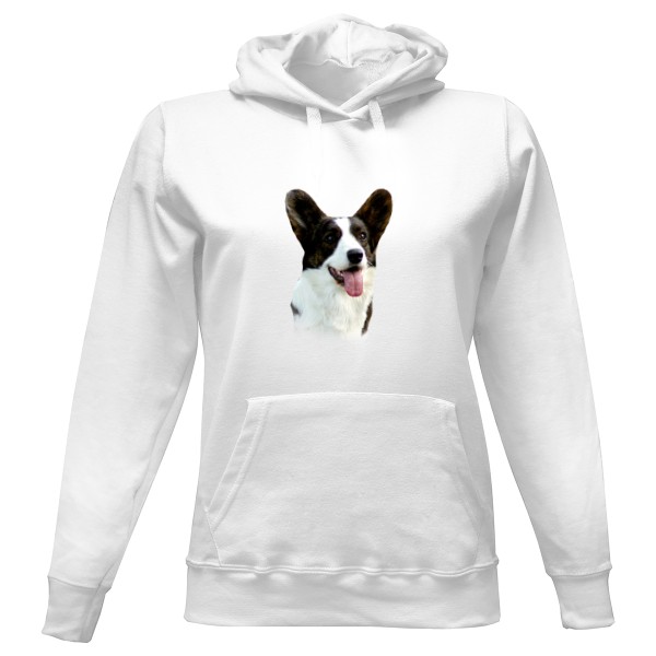 Dámská mikina s kapucí s potiskem Welsch Corgi 