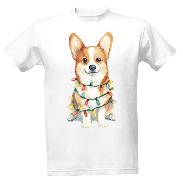 Corgi s vánočními světýlky 
