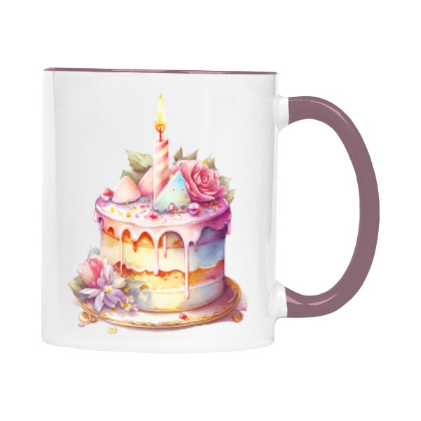 Hrnek malý barevný s potiskem Dort