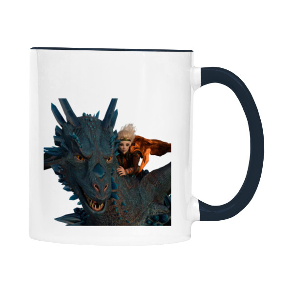 Hrnek malý barevný s potiskem Drak a žena