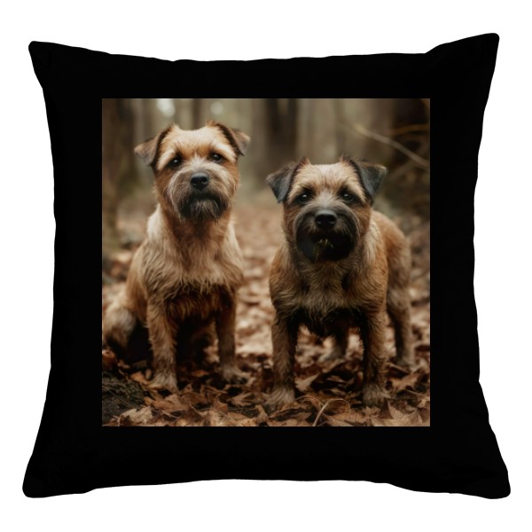 Polštář bavlněný  s potiskem Border teriér