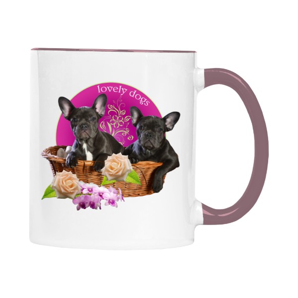 Hrnek malý barevný s potiskem Francouzský buldoček