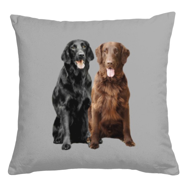 Polštář bavlněný  s potiskem Flat Coated Retriver
