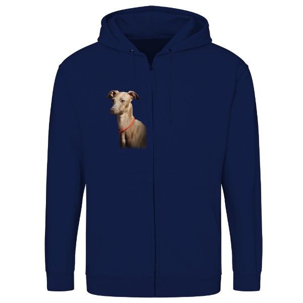 Mikina na zip unisex s potiskem Italský chrtík 