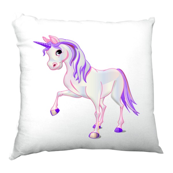 Polštář saténový s potiskem Jednorožec
