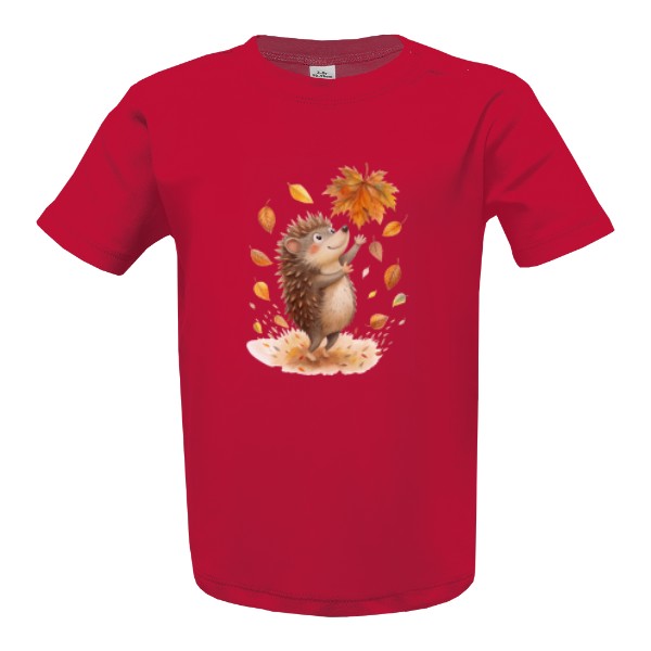 Tričko s potiskem Ježek s listím