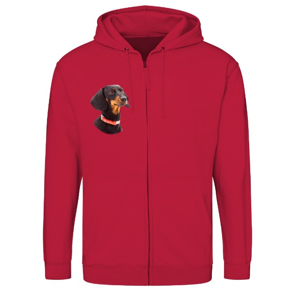 Mikina na zip unisex s potiskem Jezevčík trpasličí hladkosrstý