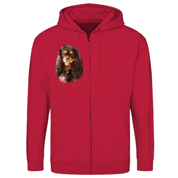 Mikina na zip unisex s potiskem Kavalír King Charles Španěl