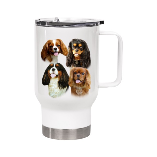 Cestovní termohrnek s uchem s potiskem Kavalír King Charles Španěl 