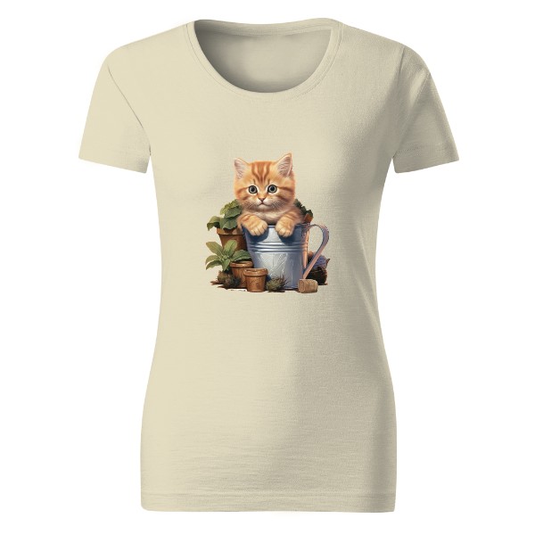 Tričko s potiskem Kočka v květináči