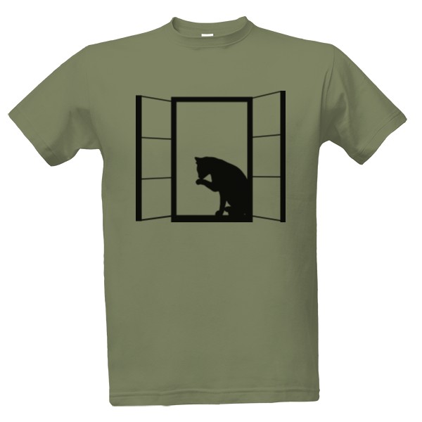 Tričko s potiskem Kočka v okně