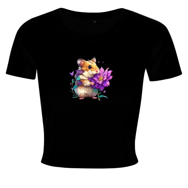 Tričko s potiskem Křeček s květinou