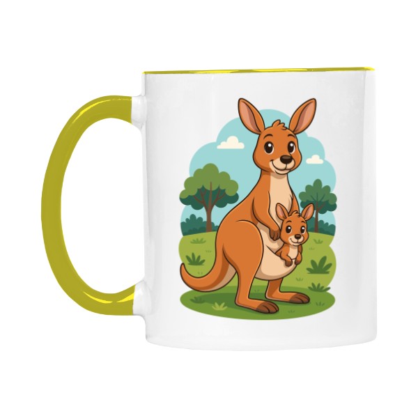 Hrnek malý barevný s potiskem Klokanice s mládětem