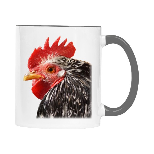 Hrnek malý barevný s potiskem Slepice