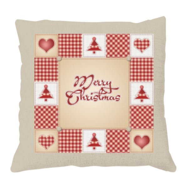 Polštář lněný vzhled s potiskem Merry Christmas
