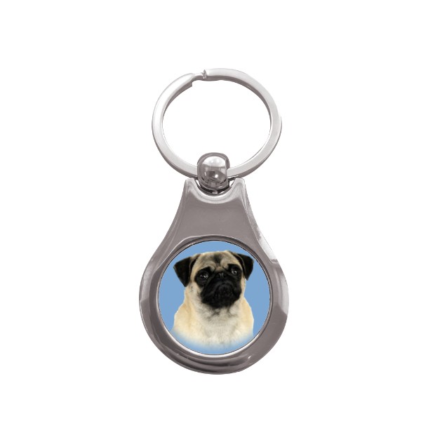 Přívěsek na klíče kolečko s potiskem Mops 