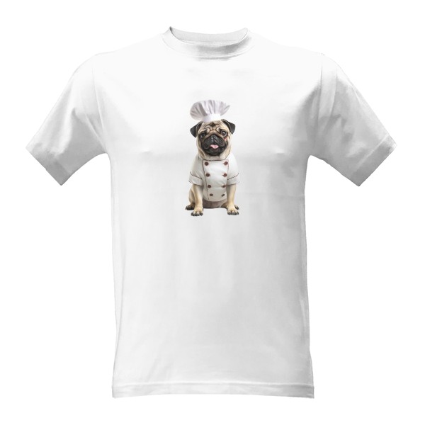 Tričko s potiskem Mops kuchař