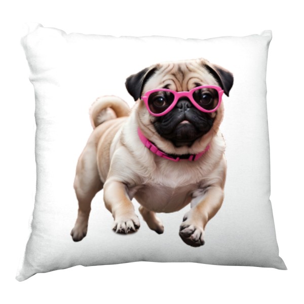 Polštář saténový s potiskem Mops