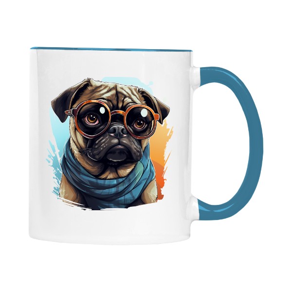 Hrnek malý barevný s potiskem Mops