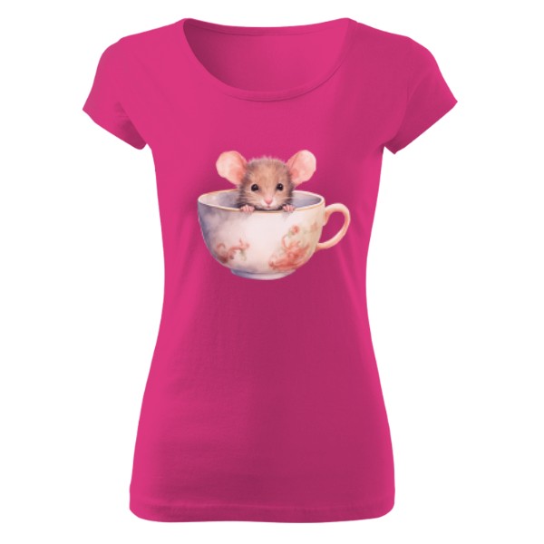 Tričko s potiskem Myška v hrníčku