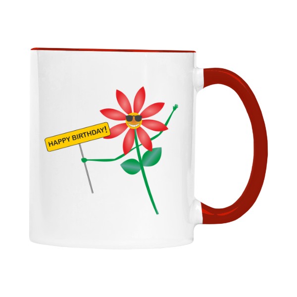 Hrnek malý barevný s potiskem Narozeninová květinka