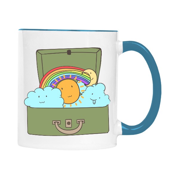 Hrnek malý barevný s potiskem Nebeský kufr