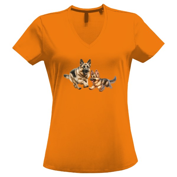 Tričko s potiskem Německý ovčák a štěně