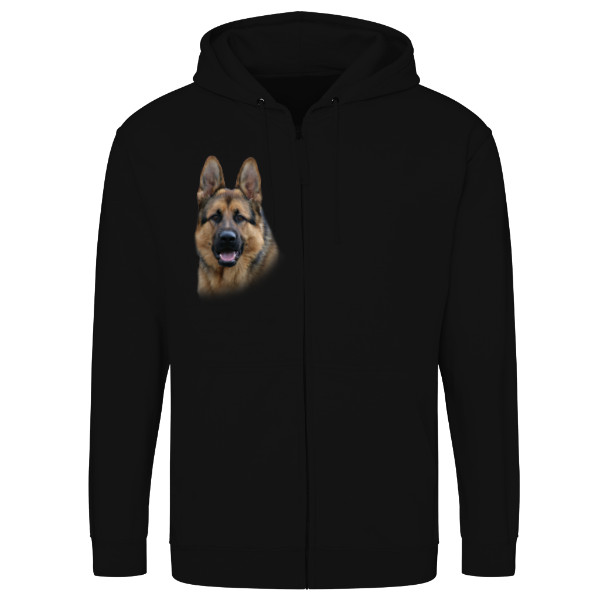 Mikina na zip unisex s potiskem Německý ovčák