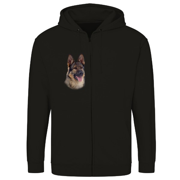 Mikina na zip unisex s potiskem Německý ovčák