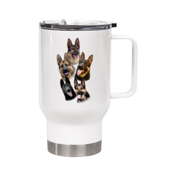 Cestovní termohrnek s uchem s potiskem Německý ovčák 