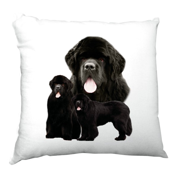 Polštář saténový s potiskem Novofundlandský pes