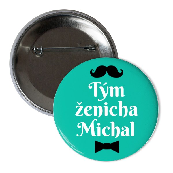Odznáček  s potiskem Tým ženicha se jménem