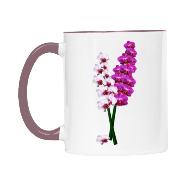 Hrnek malý barevný s potiskem Orchideje