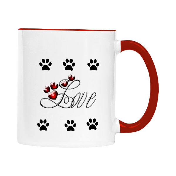 Hrnek malý barevný s potiskem Láska a packy 