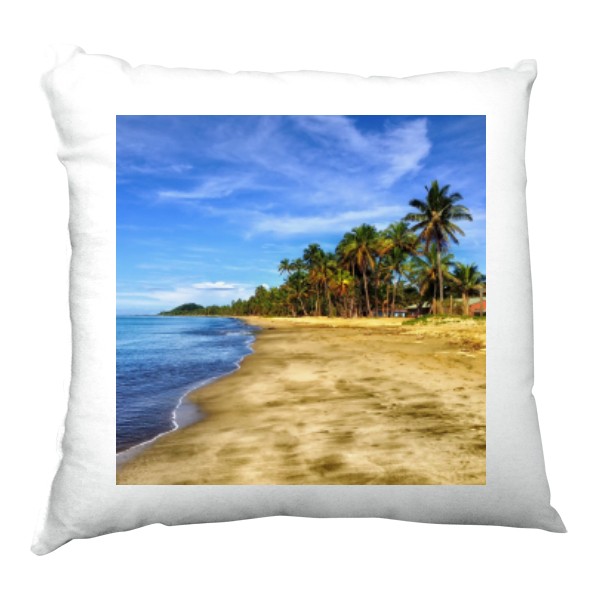 Polštář saténový s potiskem Palmy a moře